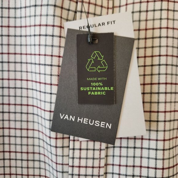 Van Heusen Mens Regular Fit Plaid Shirt X-Large Never Tuck Length Sustainable Fa - Picture 3 of 11